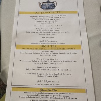 Kings' Carriage House - Afternoon tea menu - New American Near Me - New York, New York
