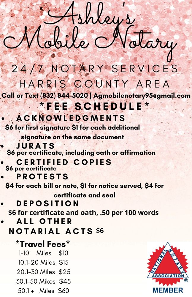 ASHLEY’S MOBILE NOTARY Updated September 2024 Request a Quote