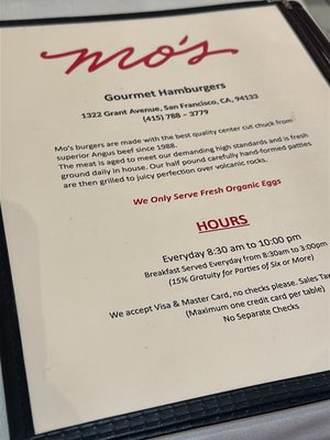 Menu photo 1 Mo's Grill San Francisco, CA Menu photo 1 Mo's Grill San Francisco, CA
