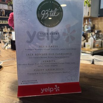 HAPI Elite Event: 93' Til - Drink Menu - Yelp Events Near Me - Houston, Texas