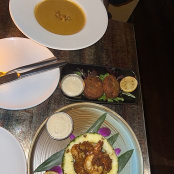 Kokomo - Lobster Bisque, Seafood Cake, Curry Rock Shrimp Tempura (all sooooooo goood!) - Caribbean Near Me - Brooklyn, New York Kokomo - Lobster Bisque, Seafood Cake, Curry Rock Shrimp Tempura (all sooooooo goood!) - Caribbean Near Me - Brooklyn, New York