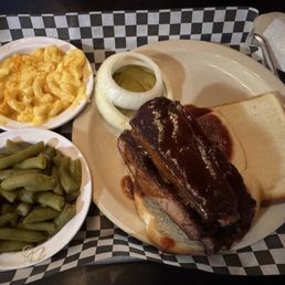1/2 Slab of Ribs, Mac & Cheese, and Green Beans 1/2 Slab of Ribs, Mac & Cheese, and Green Beans
