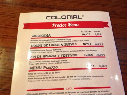 Menu photo 4 Colonial Alfafar, V