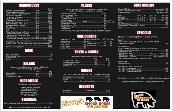 Menu photo 2 Jimmy’s Smoke House Lexington, NC Menu photo 2 Jimmy’s Smoke House Lexington, NC