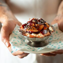 Nookies - Josh's rice pudding with grenadine plums and puffed wild rice at Nookies at Silver Sands in Greenport