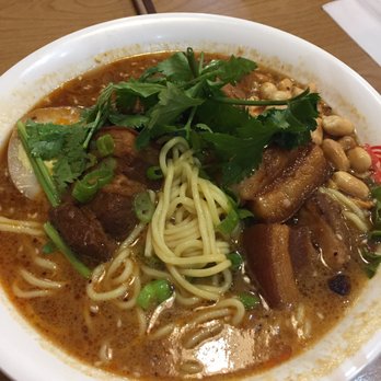 Hey Noodles - Noodles with house special marinated pork ($10.99). Less spicy and no numbness. Tender meat and just enough spiciness for me - Noodles Near Me - Scarborough, Ontario