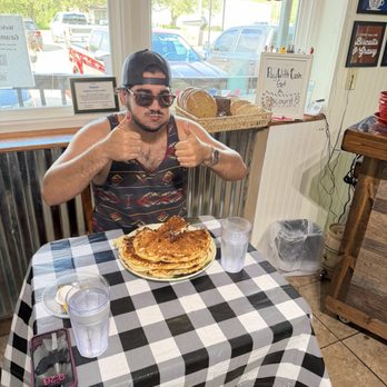 Granny D's - Poor James- first ever pancake challenge contestant! - Coffee & Tea Near Me - Canyon Lake, Texas Granny D's - Poor James- first ever pancake challenge contestant! - Coffee & Tea Near Me - Canyon Lake, Texas