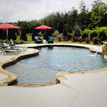 Michael Enterprises Pools and Spas - 18' x 36' freeform with zero entry and a sheer descent waterfall. - Pool & Hot Tub Service Near Me - Statham, Georgia
