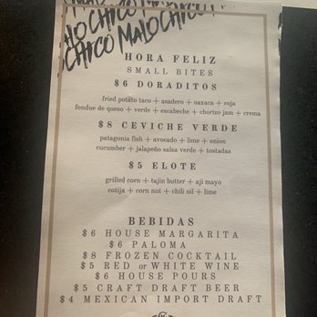 Chico Malo - Happy Hour menu (10/25/22) - Mexican Near Me - Phoenix, Arizona Chico Malo - Happy Hour menu (10/25/22) - Mexican Near Me - Phoenix, Arizona