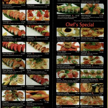 SUSHIRAW - Menu - Fresh Fish Rolls & Chef's Specials - Japanese Near Me - Granada Hills, California