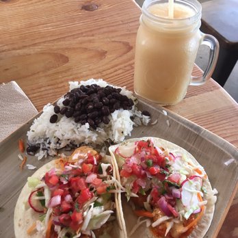 Fish Taco - Shrimp taco platter with rice & beans and a frozen margarita - Mexican Near Me - Bethesda, Maryland Fish Taco - Shrimp taco platter with rice & beans and a frozen margarita - Mexican Near Me - Bethesda, Maryland