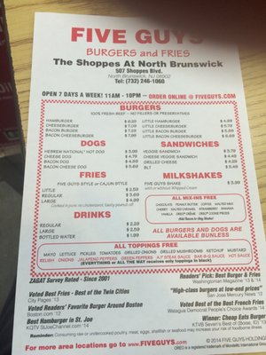 Menu photo 2 Five Guys North Brunswick, NJ