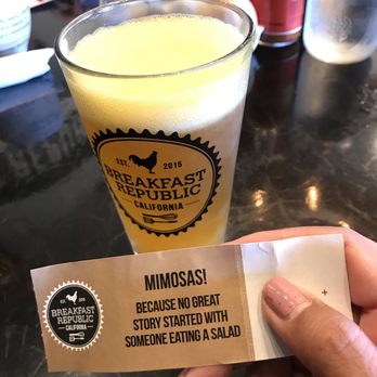 Breakfast Republic - My Beermosa and the napkin holder saying - Breakfast & Brunch Near Me - Encinitas, California