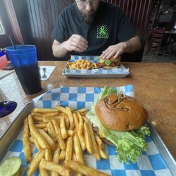 Blu Anchor - Buffalo chicken sandwich and Uncle Sam's burger
