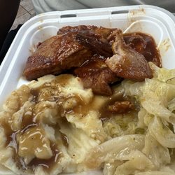American Ranch House - Rib plate with cabbage and mashed potatoes