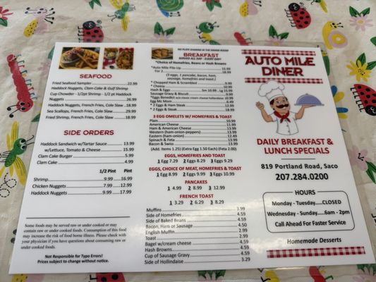 Menu photo 1 Auto Mile Diner Saco, ME
