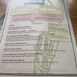 The dinner menu The dinner menu