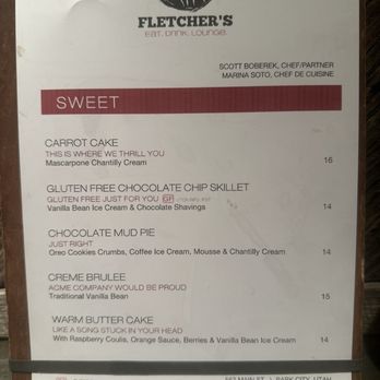 Fletcher's - Dessert Menu - New American Near Me - Park City, Utah