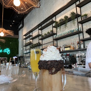 Bistro Cafe - Mimosa and iced mocha with Nutella - Breakfast & Brunch Near Me - Miami, Florida Bistro Cafe - Mimosa and iced mocha with Nutella - Breakfast & Brunch Near Me - Miami, Florida