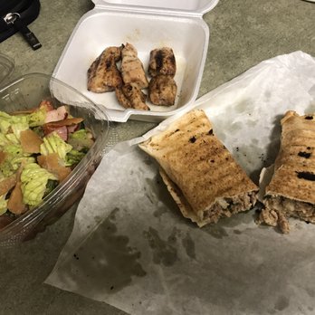 That Lebanese Place - Fattoush salad with little chicken (extra $2.50) and chicken shawarma - Lebanese Near Me - Springfield, Missouri