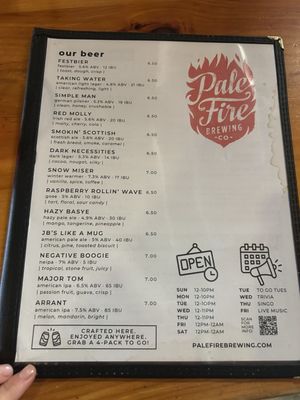 Menu photo 1 Pale Fire Brewing Harrisonburg, VA Menu photo 1 Pale Fire Brewing Harrisonburg, VA