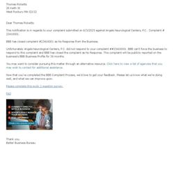 Angels Neurological Centers - Better Business Bureau complaint