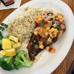 Sturgeon with Cajun seasoning and mango salsa Sturgeon with Cajun seasoning and mango salsa