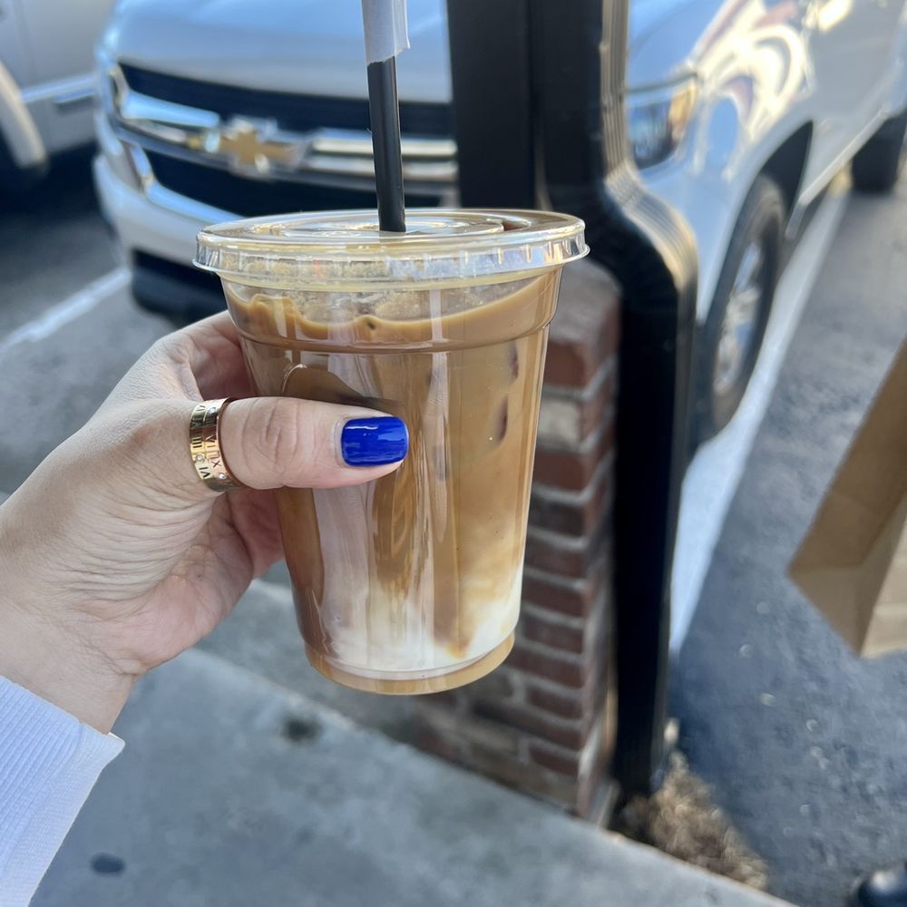 Creme brûlée latte with soy milk