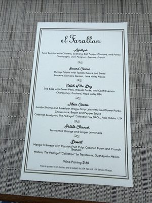 Menu photo 1 El Farallón Cabo San Lucas, BCS Menu photo 1 El Farallón Cabo San Lucas, BCS