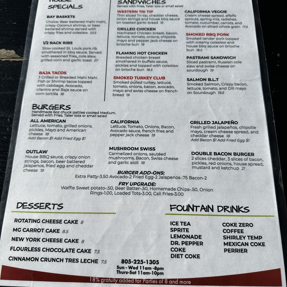 Morro Grill - Burger menu. - American Near Me - Morro Bay, California