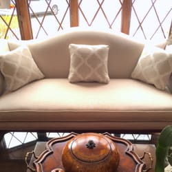Decorators Workroom - Upholstered camelback sofa