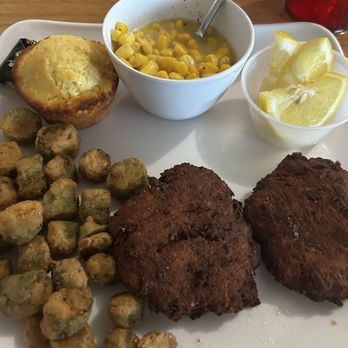The Glade Diner - Thursday night special, salmon patties, fried okra, and buttered corn with corn muffin - American Near Me - Mount Juliet, Tennessee The Glade Diner - Thursday night special, salmon patties, fried okra, and buttered corn with corn muffin - American Near Me - Mount Juliet, Tennessee