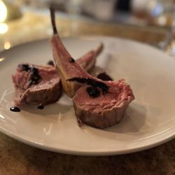 Press 626 wine bar - Blueberry wine dinner: lamb chops with labneh, house preserved lemon, roasted beets, balsamic glaze