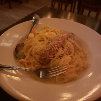 Roman Cucina - Shrimp Alfredo with Sausage - Italian Near Me - Allen, Texas Roman Cucina - Shrimp Alfredo with Sausage - Italian Near Me - Allen, Texas