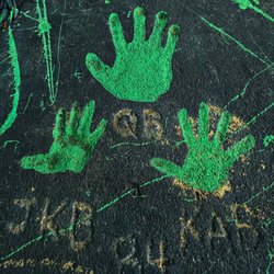 Brown's Automotive - Quincy, Kevin & Kimberli Brown's hand prints in the concrete poured outside, in the front of the building.