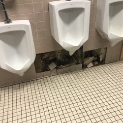 Indian Ridge Middle School - The school bathroom is horribly damaged