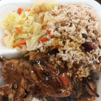 Island Spice Carribean Restaurant - Jerk chicken with rice and beans and steamed cabbage - Caribbean Near Me - Carnegie, Pennsylvania
