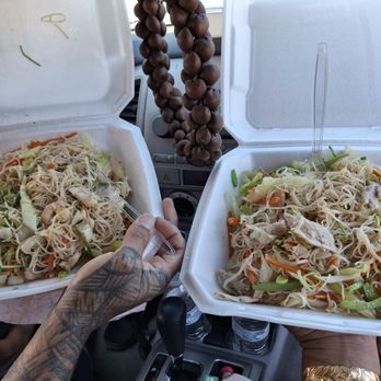 Letty’s Backyard - Left: House pancit (Shrimp/chicken/pork/noodles/veggies) Right: Pork pancit (Pork/veggies/noodles) - Filipino Near Me - Milton, Florida Letty’s Backyard - Left: House pancit (Shrimp/chicken/pork/noodles/veggies) Right: Pork pancit (Pork/veggies/noodles) - Filipino Near Me - Milton, Florida