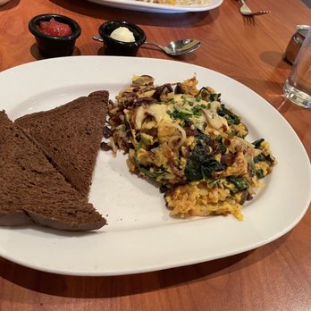 Blue's Egg + Bakery - Blue's Hoppel Poppel with rye toast - Breakfast & Brunch Near Me - Milwaukee, Wisconsin