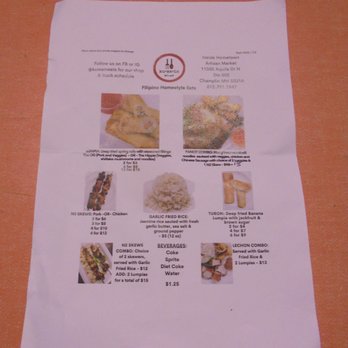Ku*ma*in Filipino Restaurant - Paper takeout menu. - Filipino Near Me - Champlin, Minnesota Ku*ma*in Filipino Restaurant - Paper takeout menu. - Filipino Near Me - Champlin, Minnesota
