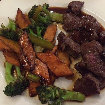 Kenzo Sushi - Lunch portion of teriyaki filet mignon. My husband asked for broccoli and carrots only as his vegetables and they were happy to oblige! - Japanese Near Me - Buford, Georgia