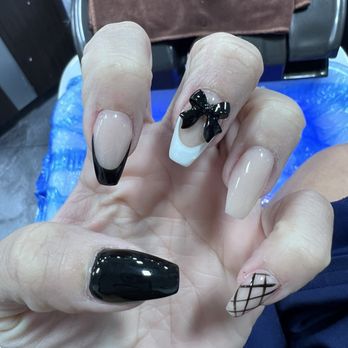 B&T Nails - I was going for a tuxedo vibe - Nail Salons Near Me - Lincoln, Nebraska
