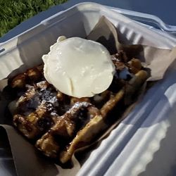 Press Waffle Co - Cinnamon Bun Waffle with ice cream
