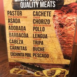 A variety of meats to try.
