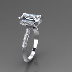 Harry's Jewelry - CAD of 3 carat emerald cut ring.