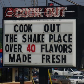 Cook Out - Shakes are big on Hot days.... - Fast Food Near Me - Salisbury, North Carolina Cook Out - Shakes are big on Hot days.... - Fast Food Near Me - Salisbury, North Carolina