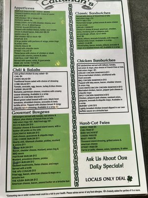 Menu photo 1 Callahans Irish Pub & Grill Azusa, CA Menu photo 1 Callahans Irish Pub & Grill Azusa, CA