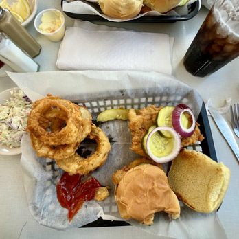 Oasis Diner - Breaded Tenderloin Sliders, onion rings - I ate some before the photo was taken... - Diners Near Me - Plainfield, Indiana