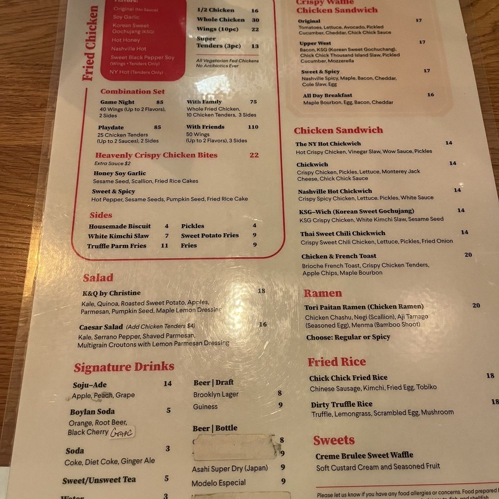 Chick Chick - Menu (12/6/2023) - Chicken Shop Near Me - New York, New York Chick Chick - Menu (12/6/2023) - Chicken Shop Near Me - New York, New York