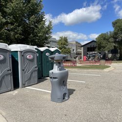 Porta-potties OR the fire station for bathrooms